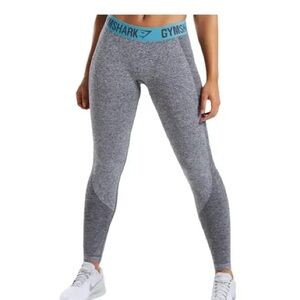 Gymshark Flex Dry Leggings Women’s XS Gray Aqua Blue Seamless Sculpting Gym